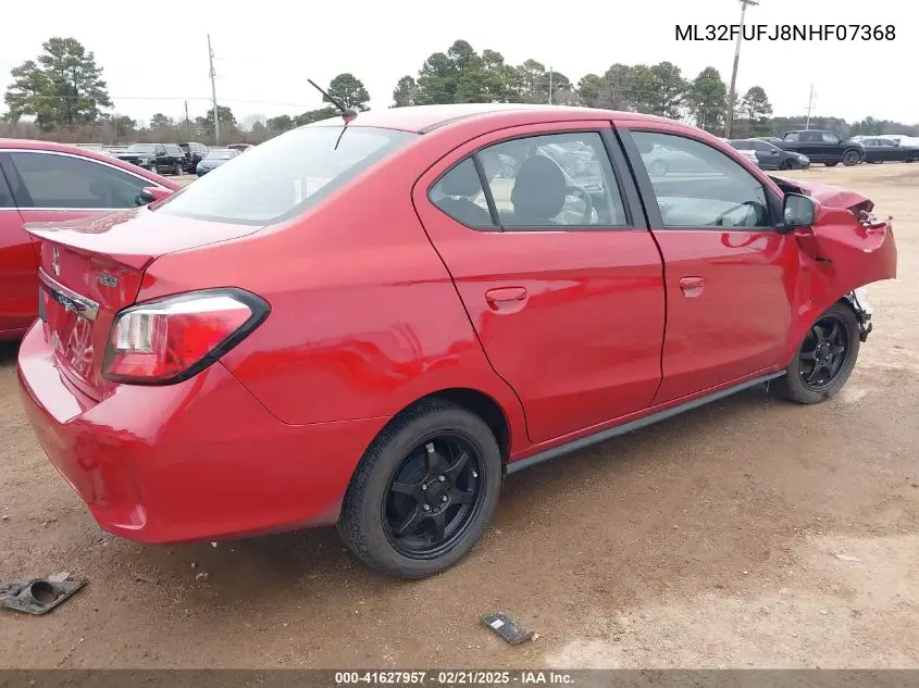 2022 Mitsubishi Mirage G4 Le VIN: ML32FUFJ8NHF07368 Lot: 41627957