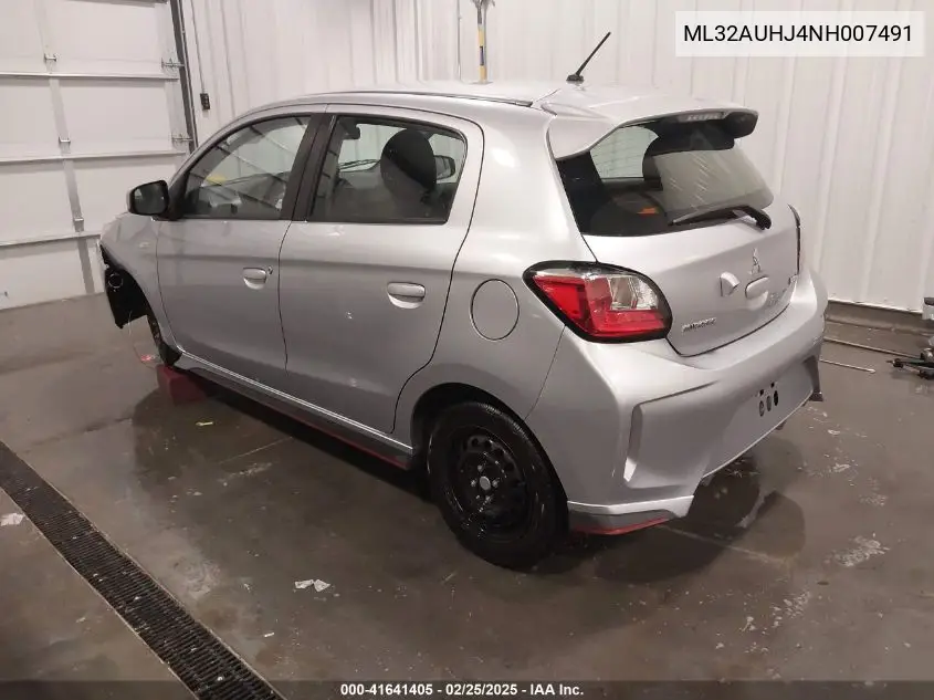 2022 Mitsubishi Mirage Es VIN: ML32AUHJ4NH007491 Lot: 41641405