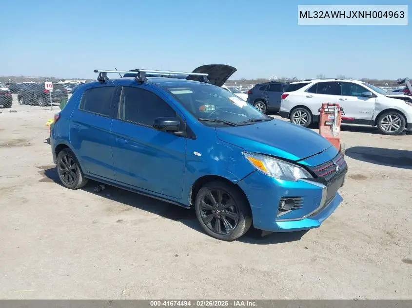 2022 Mitsubishi Mirage Black Edition VIN: ML32AWHJXNH004963 Lot: 41674494