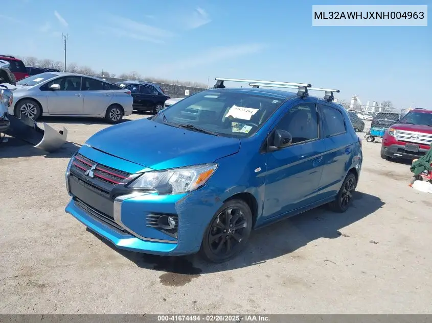 2022 Mitsubishi Mirage Black Edition VIN: ML32AWHJXNH004963 Lot: 41674494