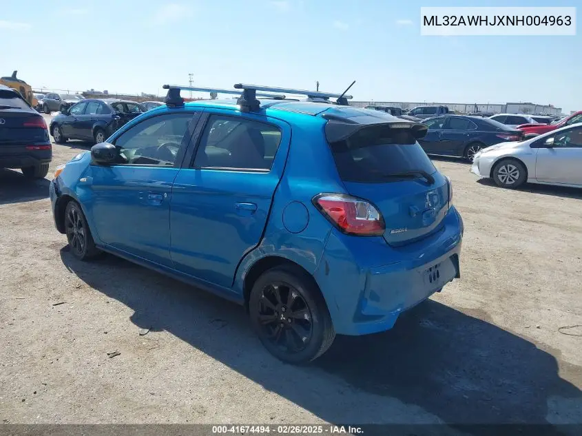 2022 Mitsubishi Mirage Black Edition VIN: ML32AWHJXNH004963 Lot: 41674494
