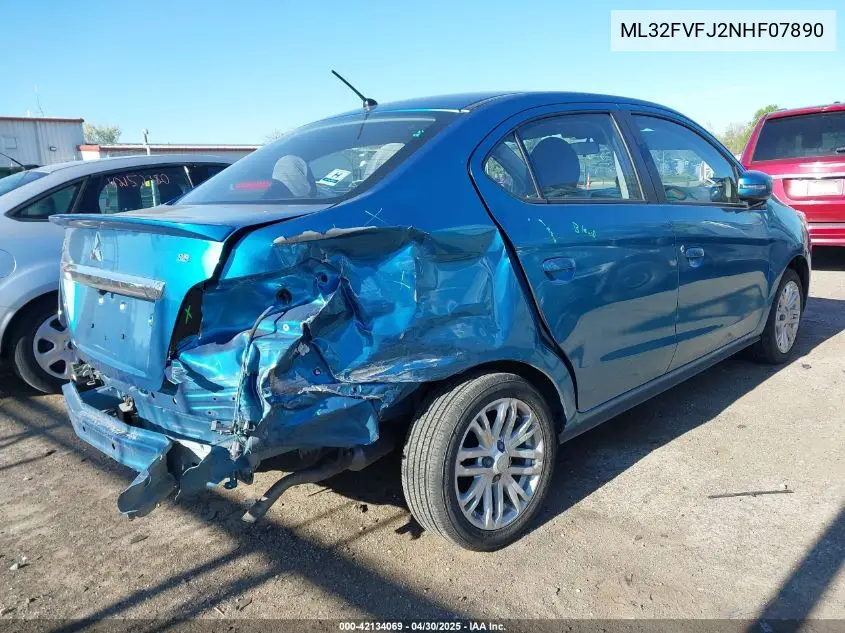 2022 Mitsubishi Mirage G4 Se VIN: ML32FVFJ2NHF07890 Lot: 42134069