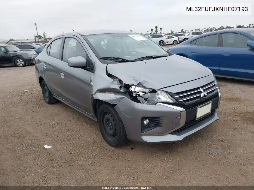 2022 Mitsubishi Mirage G4 Es VIN: ML32FUFJXNHF07193 Lot: 42173895