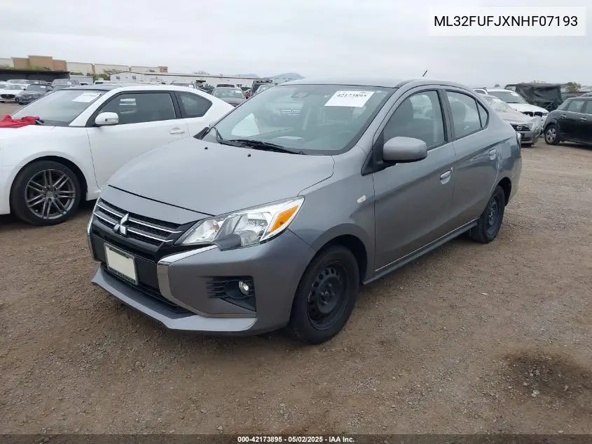 2022 Mitsubishi Mirage G4 Es VIN: ML32FUFJXNHF07193 Lot: 42173895