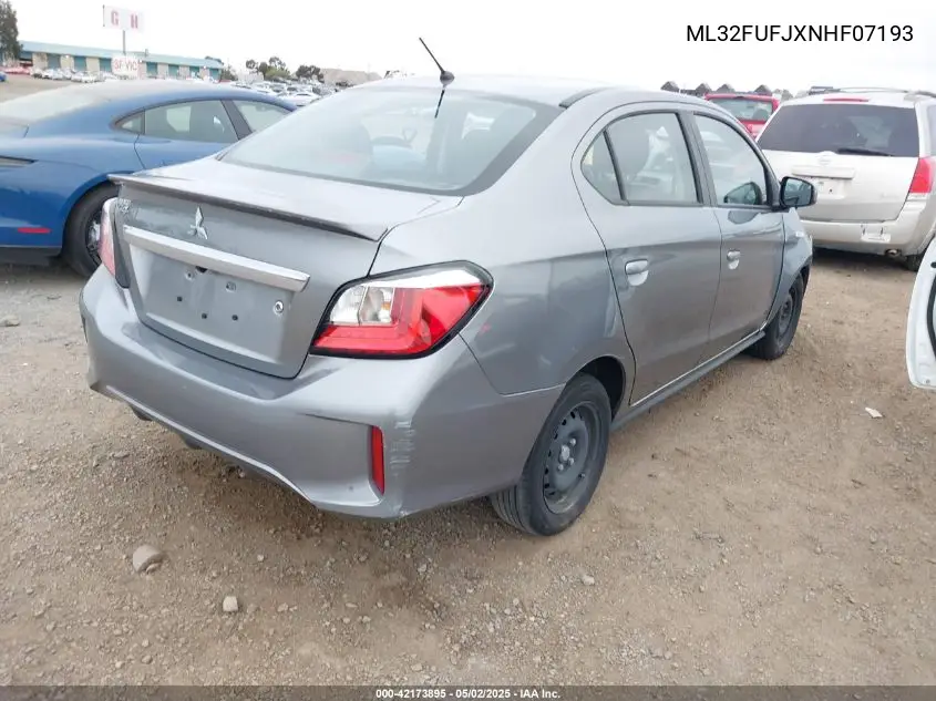 2022 Mitsubishi Mirage G4 Es VIN: ML32FUFJXNHF07193 Lot: 42173895