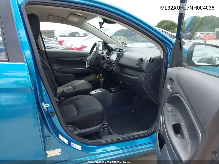 2022 Mitsubishi Mirage Es/Le VIN: ML32AUHJ7NH004035 Lot: 42204538