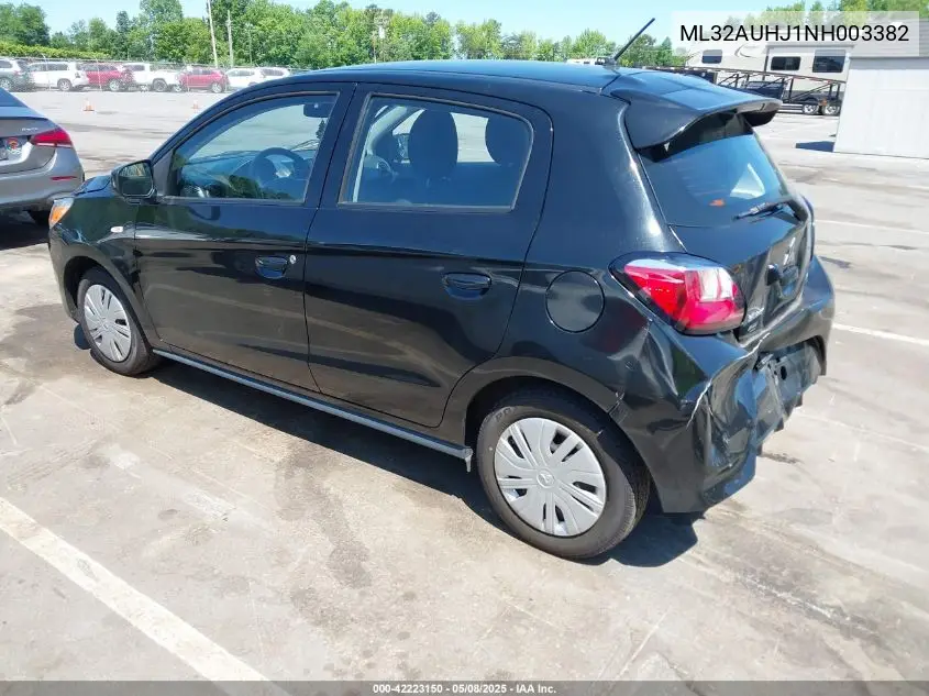 2022 Mitsubishi Mirage Es/Le VIN: ML32AUHJ1NH003382 Lot: 42223150