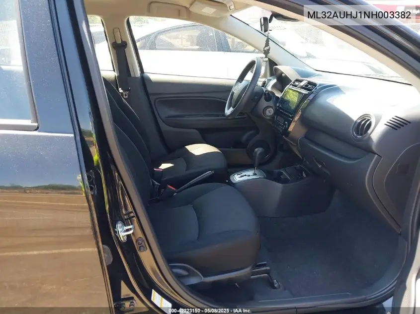 2022 Mitsubishi Mirage Es/Le VIN: ML32AUHJ1NH003382 Lot: 42223150