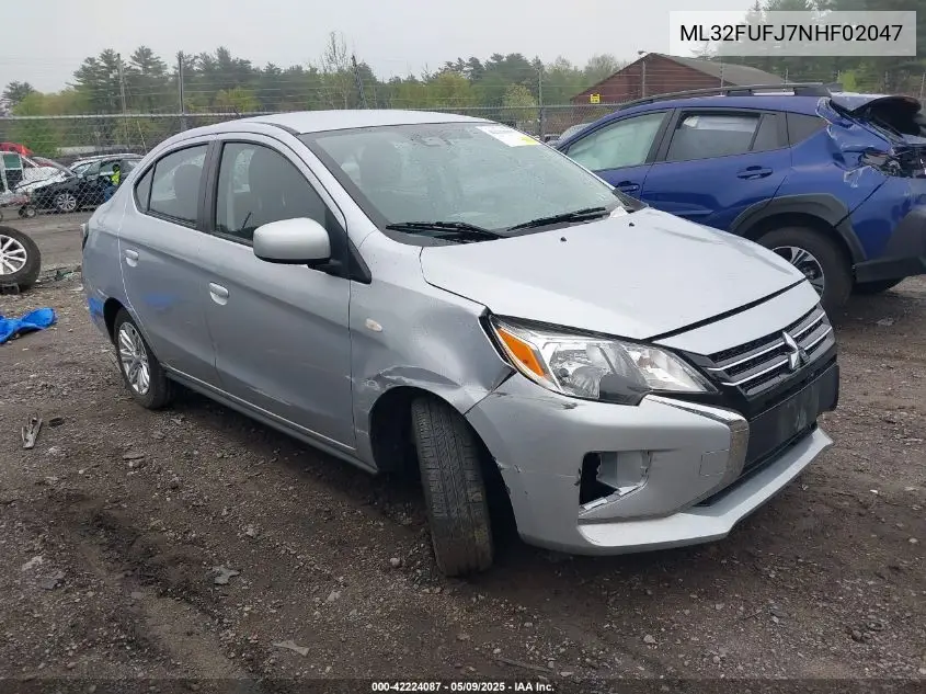2022 Mitsubishi Mirage G4 Black Edition/Es/Le VIN: ML32FUFJ7NHF02047 Lot: 42224087