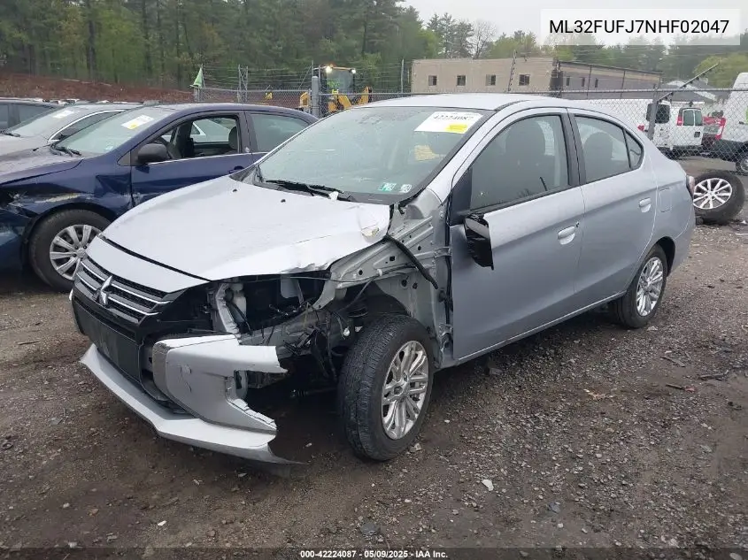 2022 Mitsubishi Mirage G4 Black Edition/Es/Le VIN: ML32FUFJ7NHF02047 Lot: 42224087