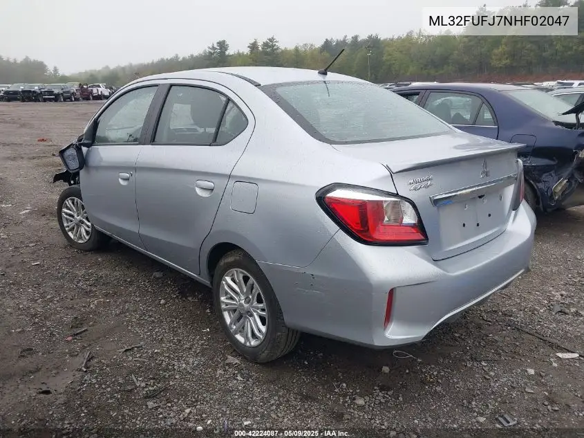 2022 Mitsubishi Mirage G4 Black Edition/Es/Le VIN: ML32FUFJ7NHF02047 Lot: 42224087