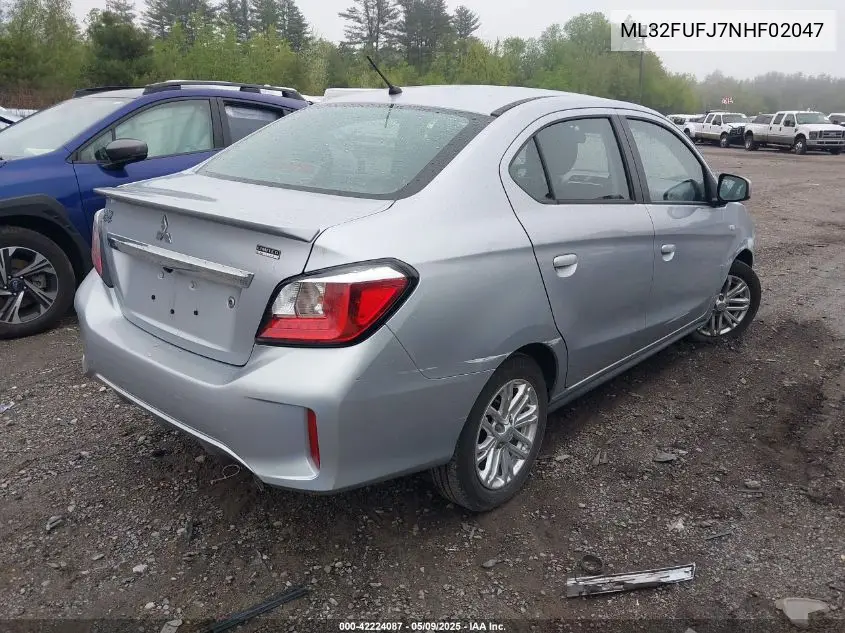 2022 Mitsubishi Mirage G4 Black Edition/Es/Le VIN: ML32FUFJ7NHF02047 Lot: 42224087