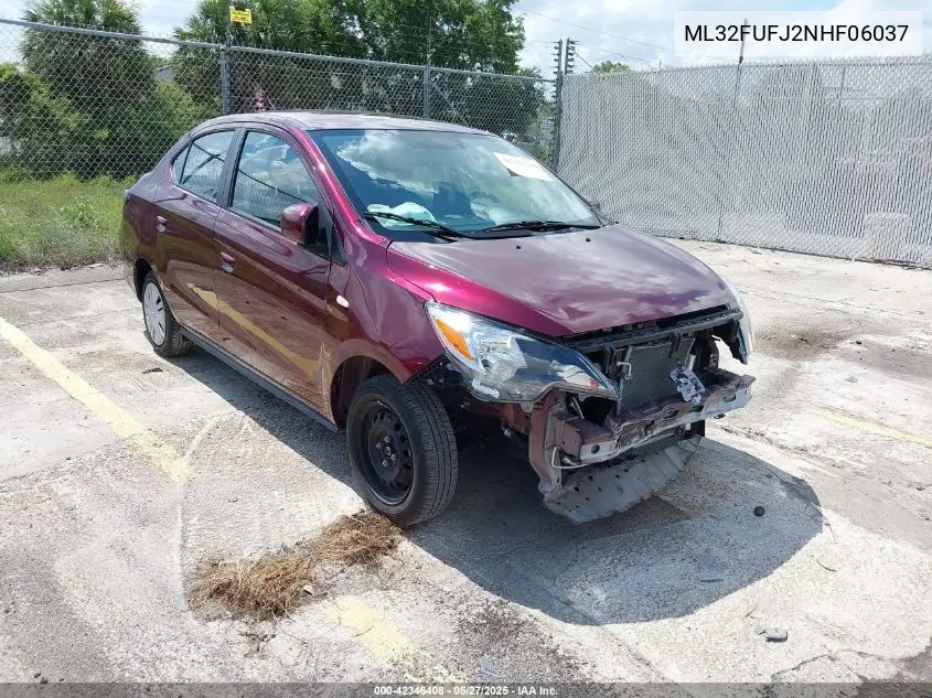 2022 Mitsubishi Mirage G4 Black Edition/Es/Le VIN: ML32FUFJ2NHF06037 Lot: 42346408