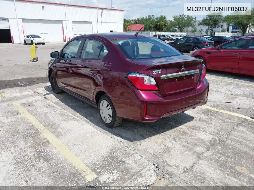 2022 Mitsubishi Mirage G4 Black Edition/Es/Le VIN: ML32FUFJ2NHF06037 Lot: 42346408