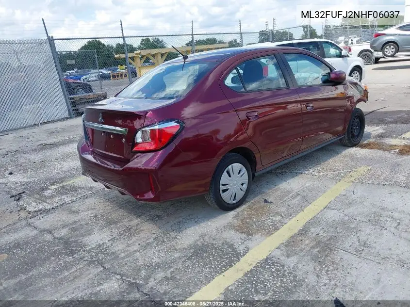 2022 Mitsubishi Mirage G4 Black Edition/Es/Le VIN: ML32FUFJ2NHF06037 Lot: 42346408