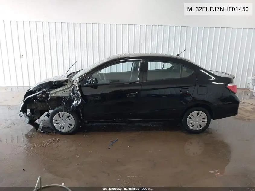 2022 Mitsubishi Mirage G4 Es VIN: ML32FUFJ7NHF01450 Lot: 42429652