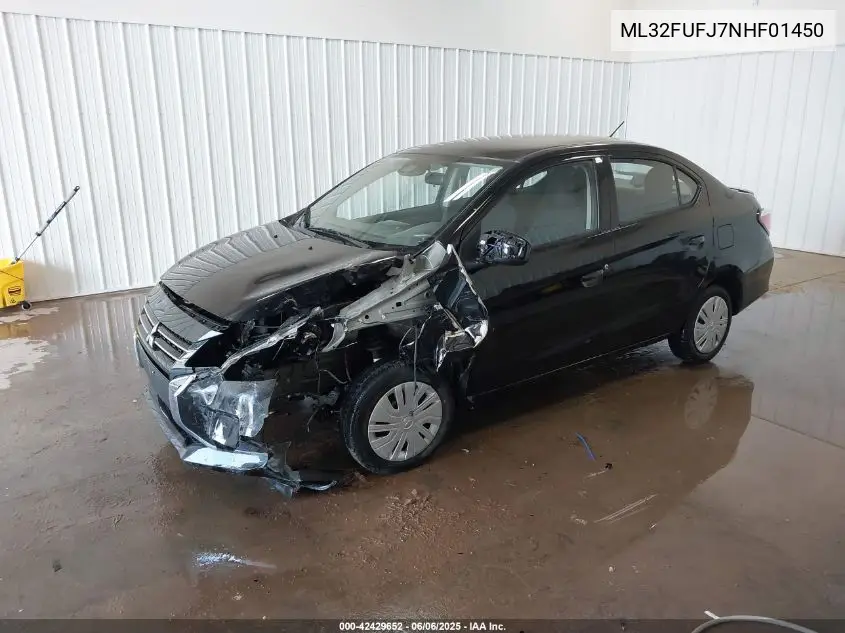 2022 Mitsubishi Mirage G4 Es VIN: ML32FUFJ7NHF01450 Lot: 42429652