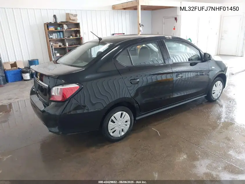 2022 Mitsubishi Mirage G4 Es VIN: ML32FUFJ7NHF01450 Lot: 42429652