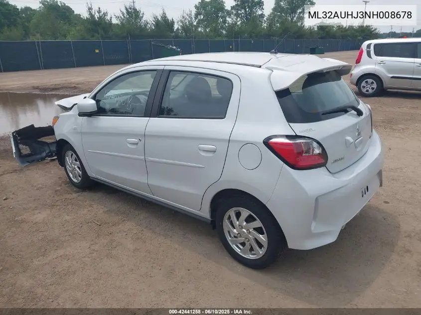 2022 Mitsubishi Mirage Es/Le VIN: ML32AUHJ3NH008678 Lot: 42441258