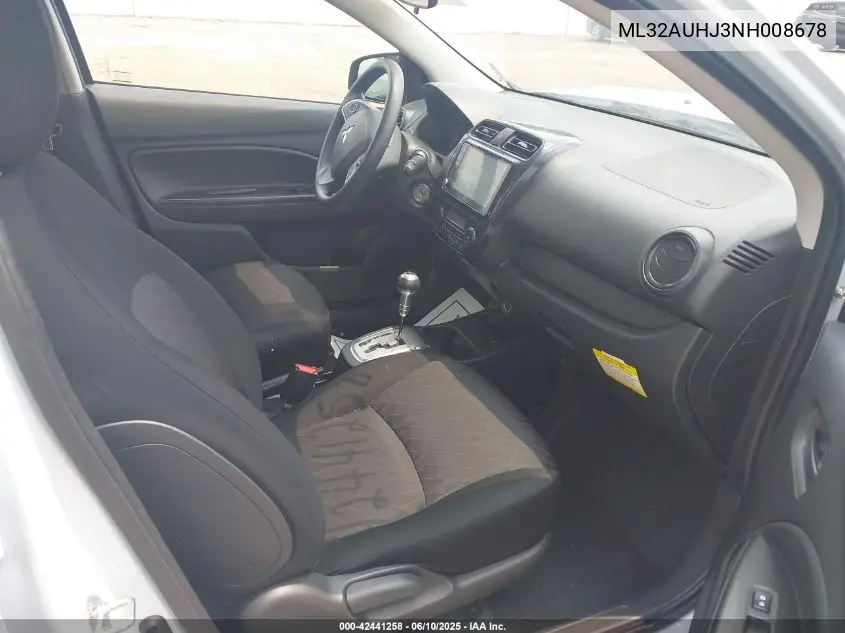 2022 Mitsubishi Mirage Es/Le VIN: ML32AUHJ3NH008678 Lot: 42441258