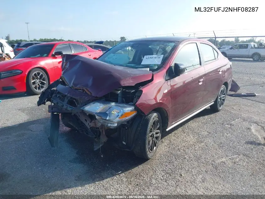 2022 Mitsubishi Mirage G4 Black Edition VIN: ML32FUFJ2NHF08287 Lot: 42503070