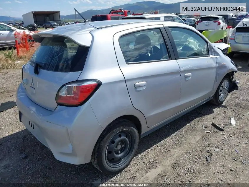 2022 Mitsubishi Mirage Es/Le VIN: ML32AUHJ7NH003449 Lot: 42509386