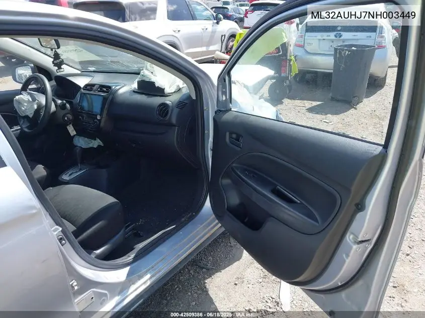 2022 Mitsubishi Mirage Es/Le VIN: ML32AUHJ7NH003449 Lot: 42509386