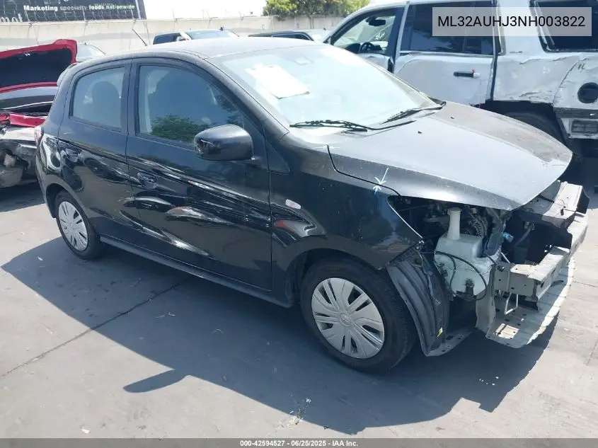 2022 Mitsubishi Mirage Es/Le VIN: ML32AUHJ3NH003822 Lot: 42594527