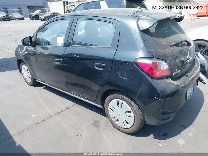 2022 Mitsubishi Mirage Es/Le VIN: ML32AUHJ3NH003822 Lot: 42594527