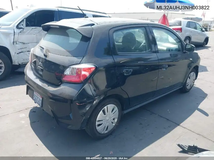 2022 Mitsubishi Mirage Es/Le VIN: ML32AUHJ3NH003822 Lot: 42594527