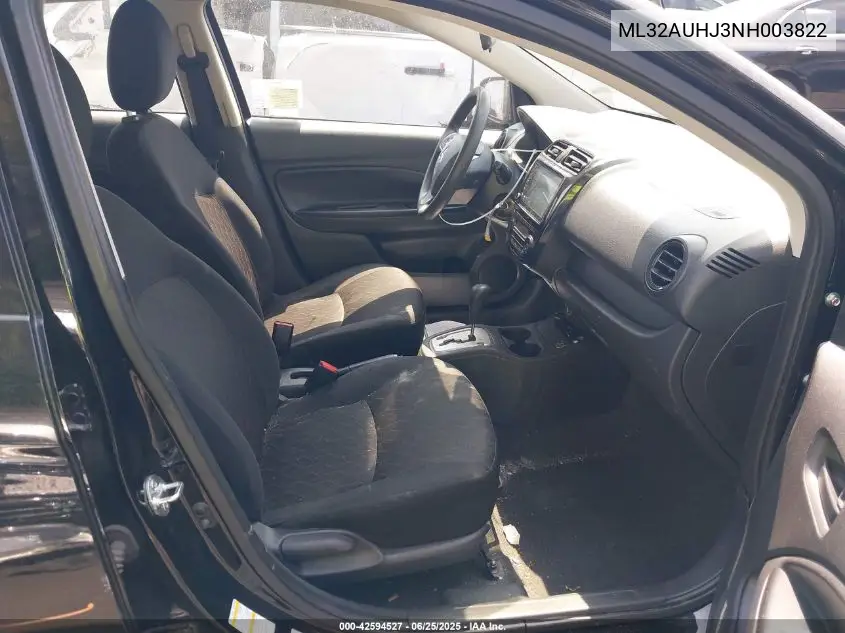 2022 Mitsubishi Mirage Es/Le VIN: ML32AUHJ3NH003822 Lot: 42594527
