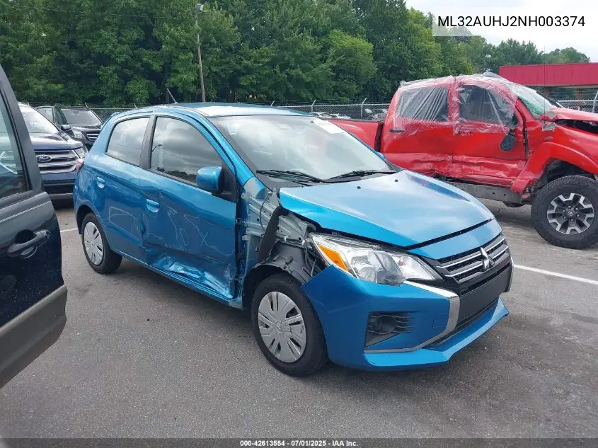 2022 Mitsubishi Mirage Es/Le VIN: ML32AUHJ2NH003374 Lot: 42613554