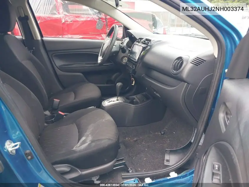 2022 Mitsubishi Mirage Es/Le VIN: ML32AUHJ2NH003374 Lot: 42613554