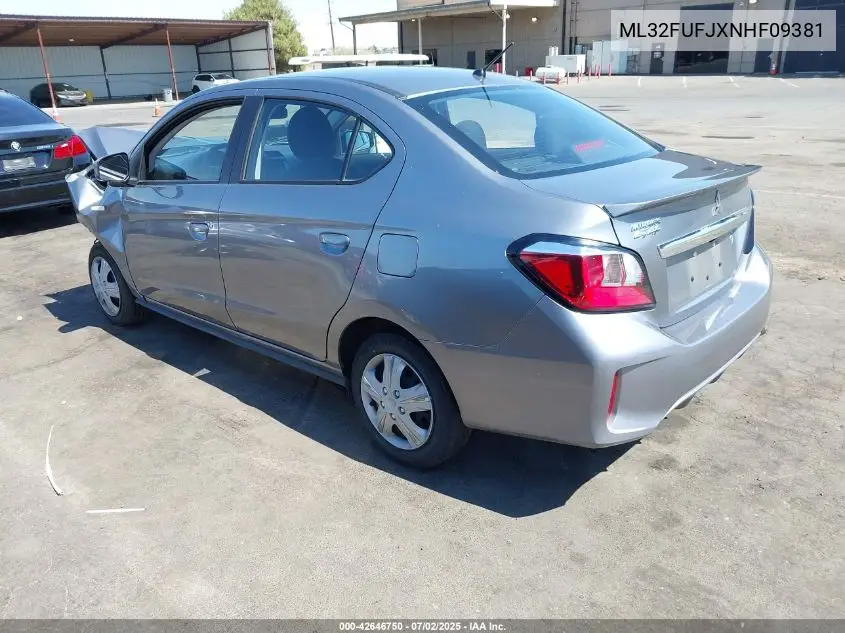 2022 Mitsubishi Mirage G4 Black Edition/Es/Le VIN: ML32FUFJXNHF09381 Lot: 42646750