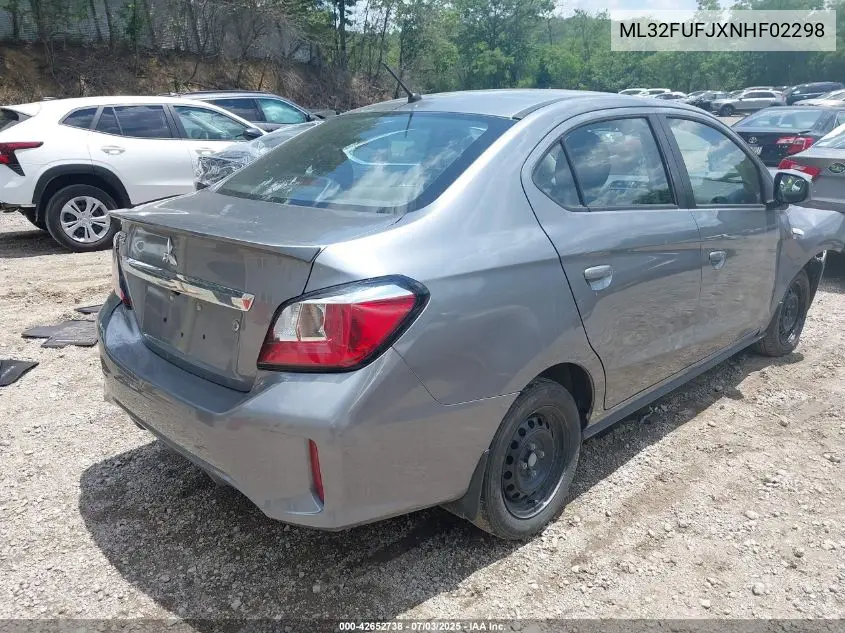 2022 Mitsubishi Mirage G4 Es VIN: ML32FUFJXNHF02298 Lot: 42652738