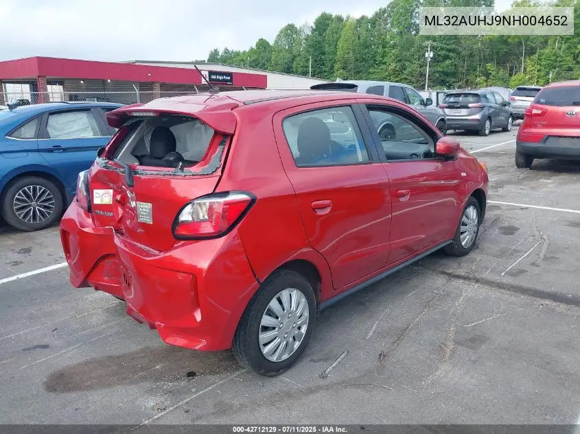 2022 Mitsubishi Mirage Es/Le VIN: ML32AUHJ9NH004652 Lot: 42712129