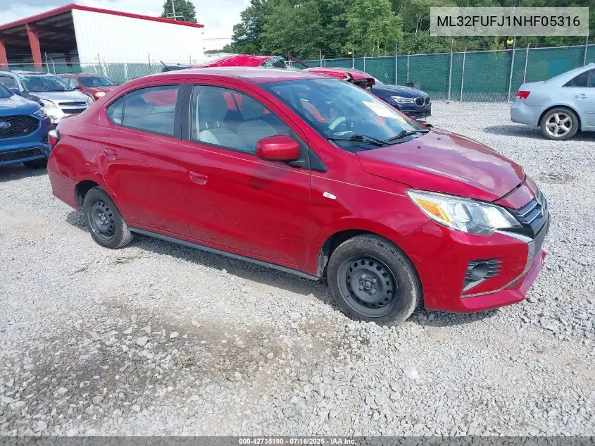 2022 Mitsubishi Mirage G4 Black Edition/Es/Le VIN: ML32FUFJ1NHF05316 Lot: 42735190