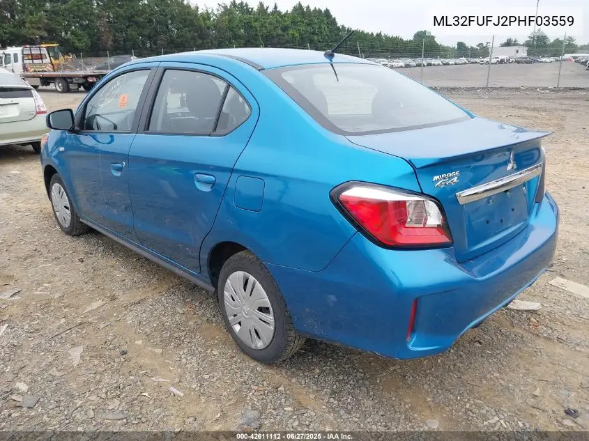 2023 Mitsubishi Mirage G4 Black Edition/Es/Le VIN: ML32FUFJ2PHF03559 Lot: 42611112