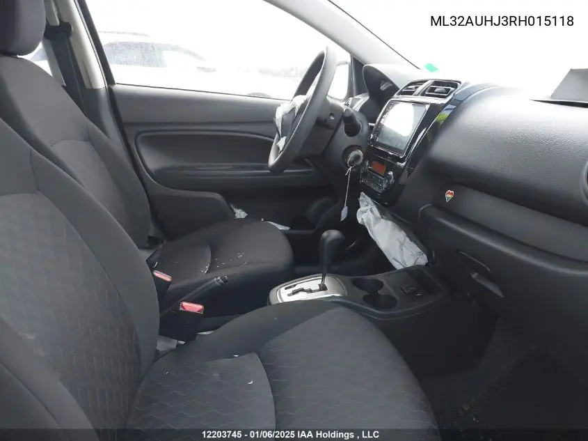 2024 Mitsubishi Mirage Es/Le VIN: ML32AUHJ3RH015118 Lot: 12203745