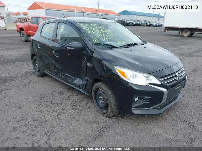 2024 Mitsubishi Mirage Gt/Noir VIN: ML32AWHJ0RH002113 Lot: 12309118