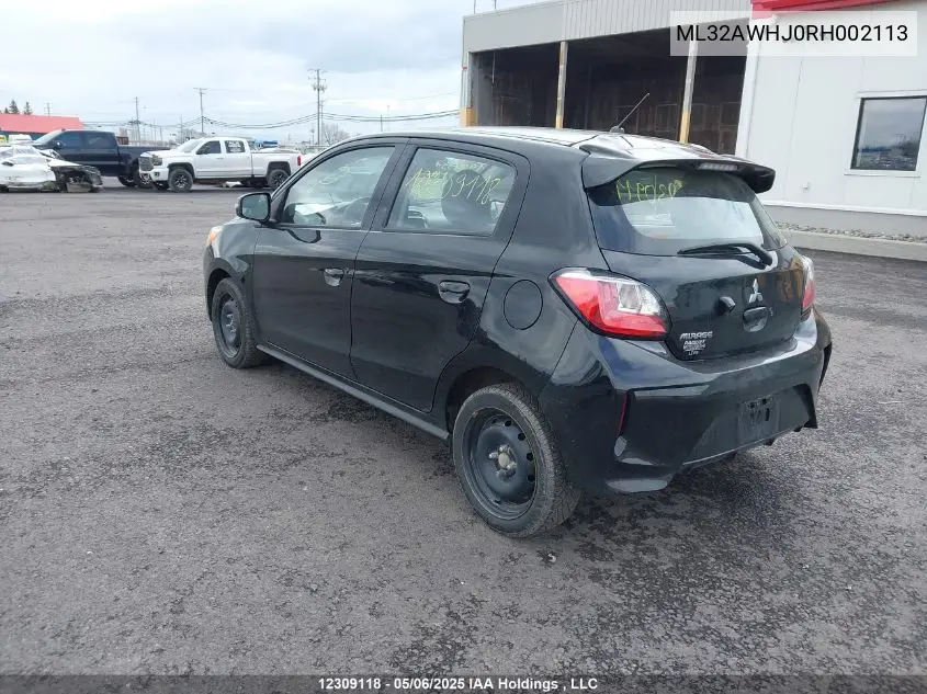 2024 Mitsubishi Mirage Gt/Noir VIN: ML32AWHJ0RH002113 Lot: 12309118