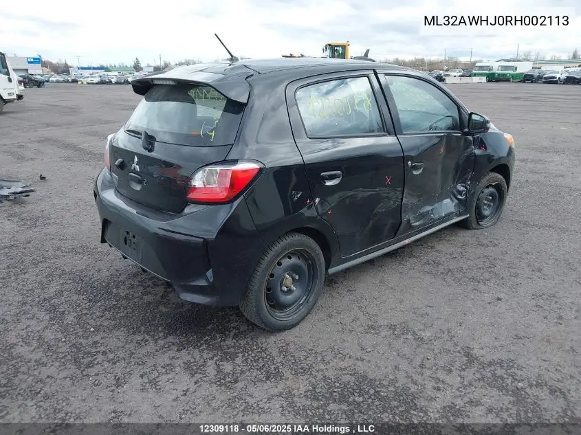 2024 Mitsubishi Mirage Gt/Noir VIN: ML32AWHJ0RH002113 Lot: 12309118