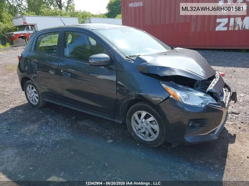 2024 Mitsubishi Mirage Gt/Noir VIN: ML32AWHJ6RH001581 Lot: 12342904