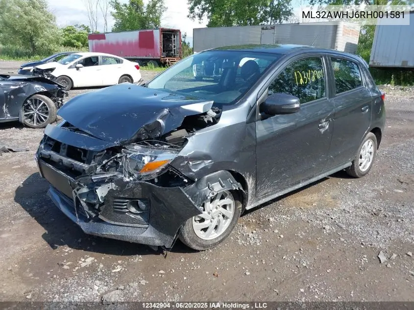 2024 Mitsubishi Mirage Gt/Noir VIN: ML32AWHJ6RH001581 Lot: 12342904
