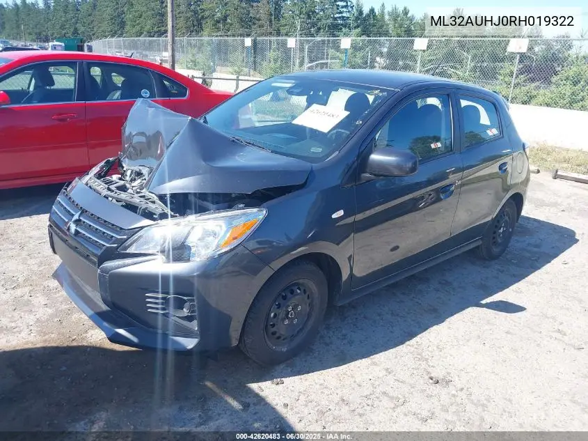 2024 Mitsubishi Mirage Es/Le VIN: ML32AUHJ0RH019322 Lot: 42620483