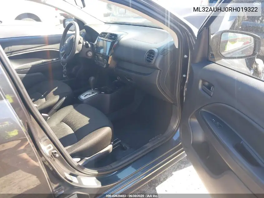 2024 Mitsubishi Mirage Es/Le VIN: ML32AUHJ0RH019322 Lot: 42620483