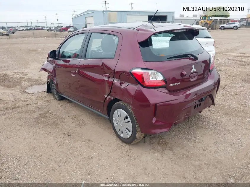 2024 Mitsubishi Mirage Es/Le VIN: ML32AUHJ5RH020210 Lot: 42620555