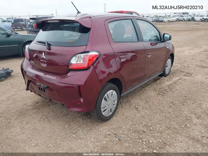 2024 Mitsubishi Mirage Es/Le VIN: ML32AUHJ5RH020210 Lot: 42620555