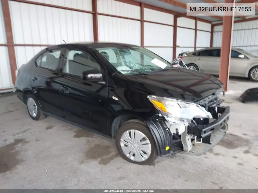 2024 Mitsubishi Mirage Black Edition/Es/Le VIN: ML32FUFJ9RHF17655 Lot: 42624648