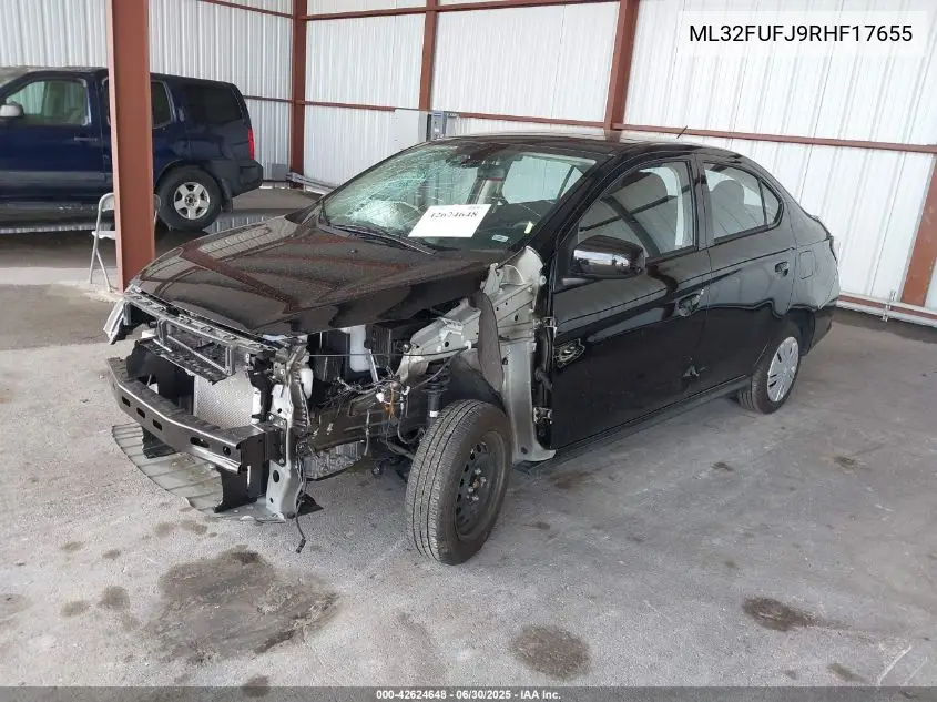 2024 Mitsubishi Mirage Black Edition/Es/Le VIN: ML32FUFJ9RHF17655 Lot: 42624648